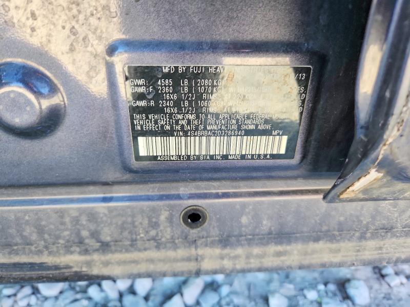 2013 Subaru Outback მანქანა იყიდება აუქციონზე, vin: 4S4BRBAC2D3286940, აუქციონის ნომერი: 70518646