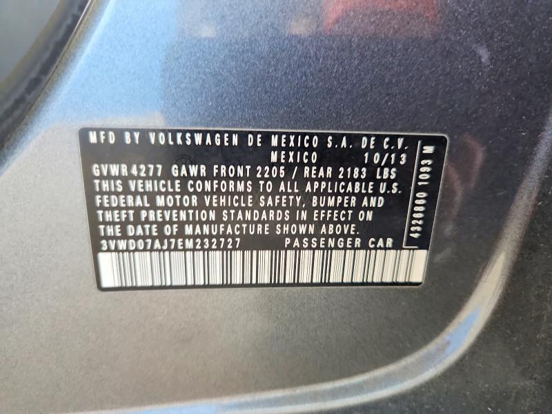 Aukcja sprzedaży 2014 Volkswagen Jetta, vin: 3VWD07AJ7EM232727, numer aukcji: 70509086