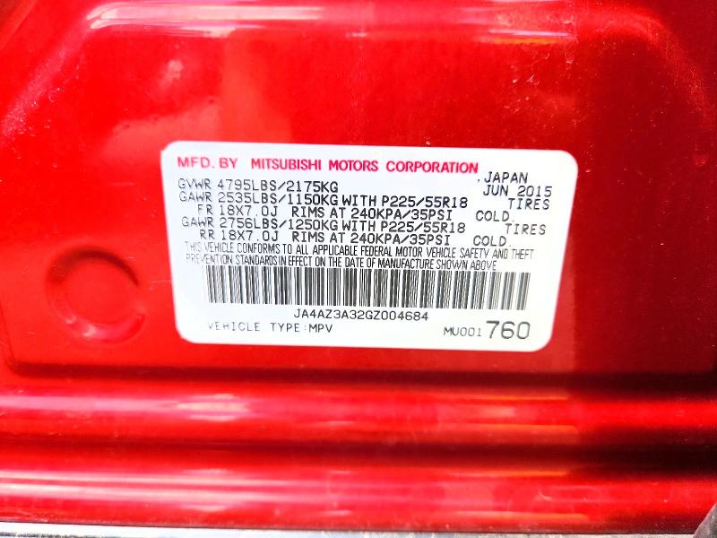 Продаж на аукціоні авто 2016 Mitsubishi Outlander, vin: JA4AZ3A32GZ004684, номер лоту: 70241386
