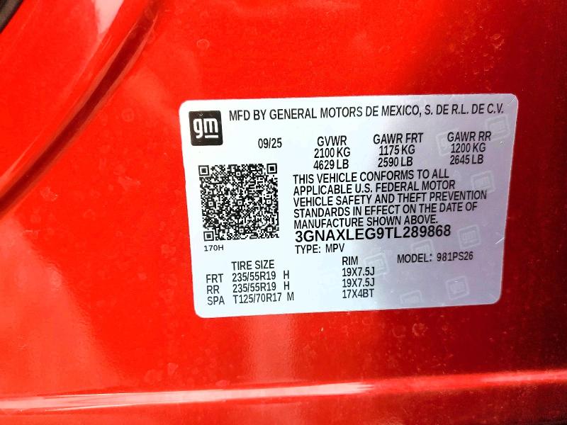 2026 Chevrolet Equinox მანქანა იყიდება აუქციონზე, vin: 3GNAXLEG9TL289868, აუქციონის ნომერი: 69686866