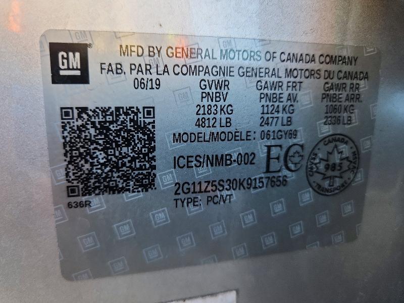 70745956 :رقم المزاد ، 2G11Z5S30K9157656 vin ، 2019 Chevrolet Impala مزاد بيع