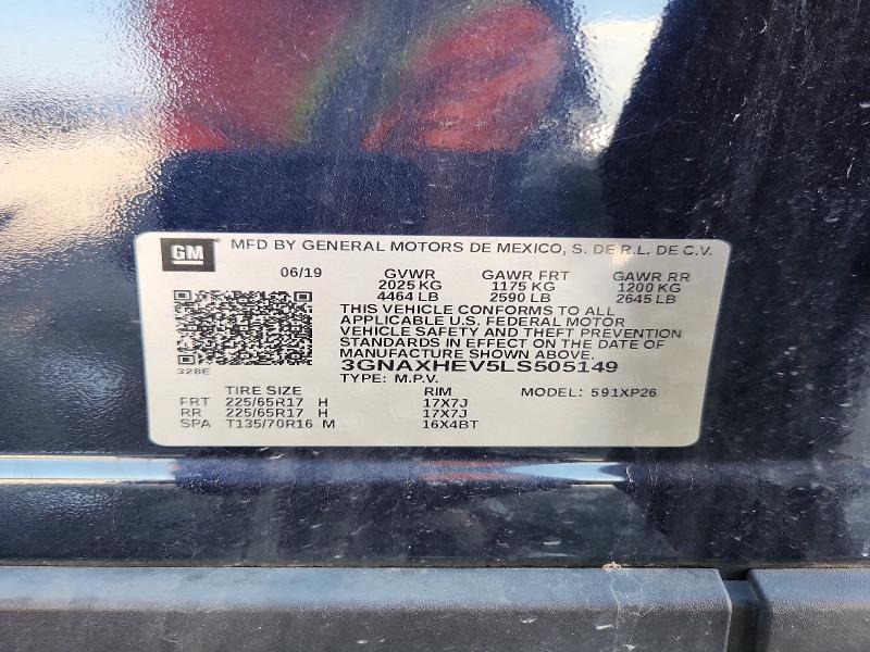 Aukcja sprzedaży 2020 Chevrolet Equinox, vin: 3GNAXHEV5LS505149, numer aukcji: 69189706