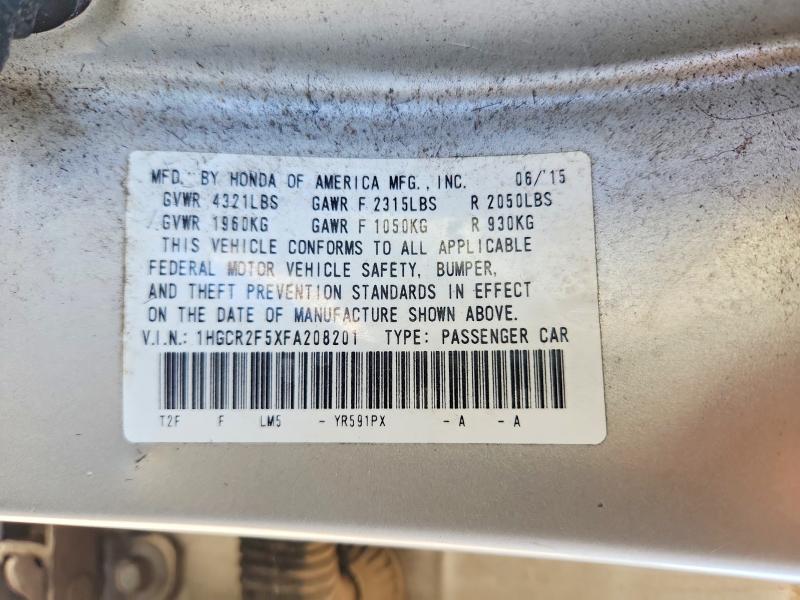 Продаж на аукціоні авто 2015 Honda Accord, vin: 1HGCR2F5XFA208201, номер лоту: 68373746