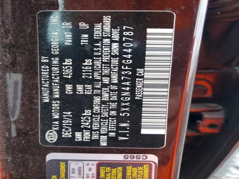 69859766 :رقم المزاد ، 5XXGN4A73FG440787 vin ، 2015 Kia Optima مزاد بيع