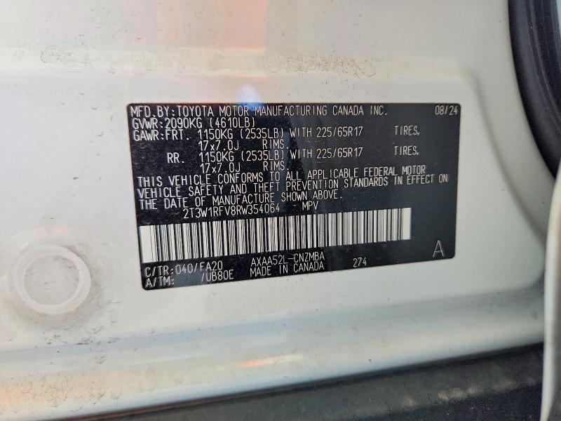 Aukcja sprzedaży 2024 Toyota Rav4, vin: 2T3W1RFV8RW354064, numer aukcji: 67872906