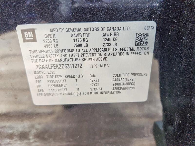 2013 Chevrolet Equinox მანქანა იყიდება აუქციონზე, vin: 2GNALFEK2D6317212, აუქციონის ნომერი: 69801876