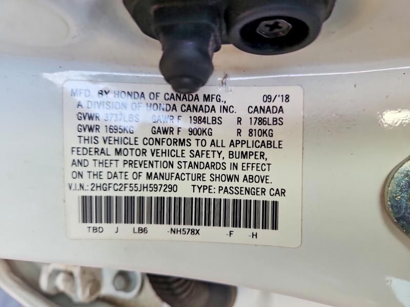 68111256 :رقم المزاد ، 2HGFC2F55JH597290 vin ، 2018 Honda Civic مزاد بيع