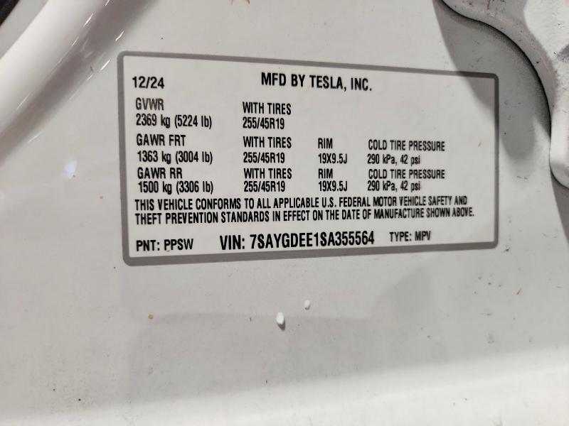 Aukcja sprzedaży 2025 Tesla Model Y, vin: 7SAYGDEE1SA355564, numer aukcji: 69384346