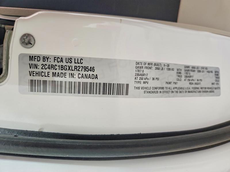 Aukcja sprzedaży 2020 Chrysler Pacifica, vin: 2C4RC1BGXLR279546, numer aukcji: 68998286
