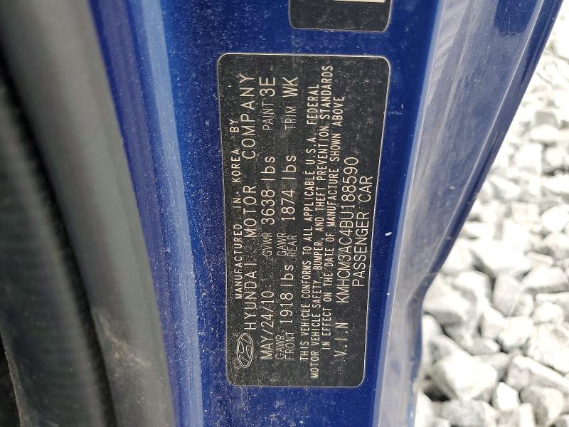 Продаж на аукціоні авто 2011 Hyundai Accent, vin: KMHCM3AC4BU188590, номер лоту: 70653206