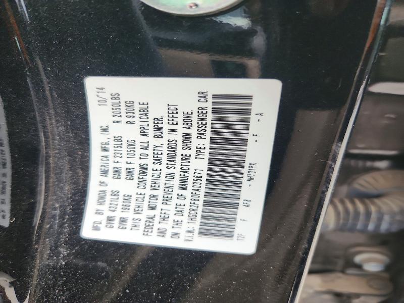 67900366 :رقم المزاد ، 1HGCR2F80FA035671 vin ، 2015 Honda Accord مزاد بيع