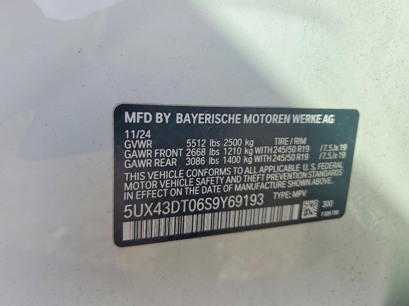 Aukcja sprzedaży 2025 Bmw X4, vin: 5UX43DT06S9Y69193, numer aukcji: 67686176