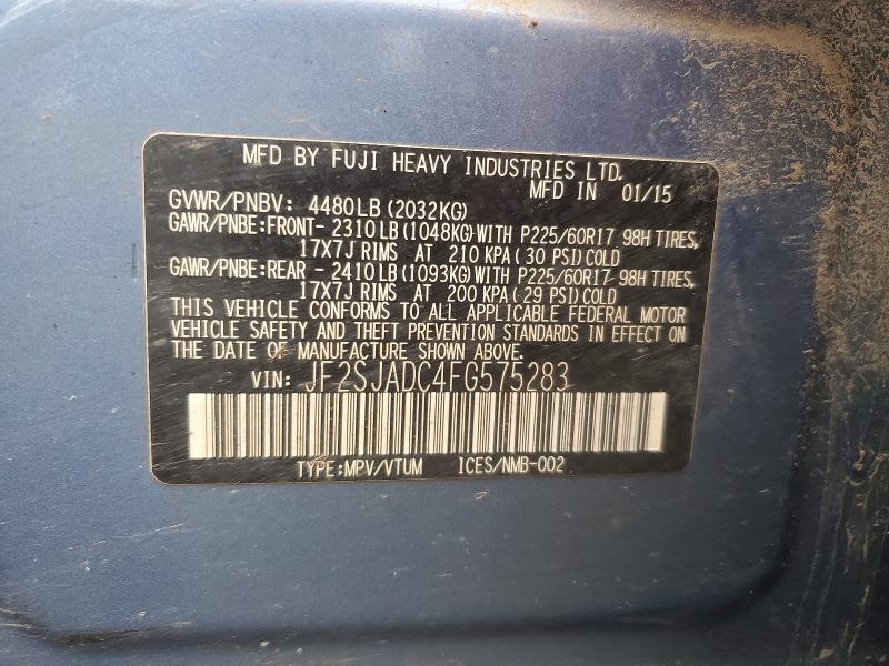 Продаж на аукціоні авто 2015 Subaru Forester, vin: JF2SJADC4FG575283, номер лоту: 68686926