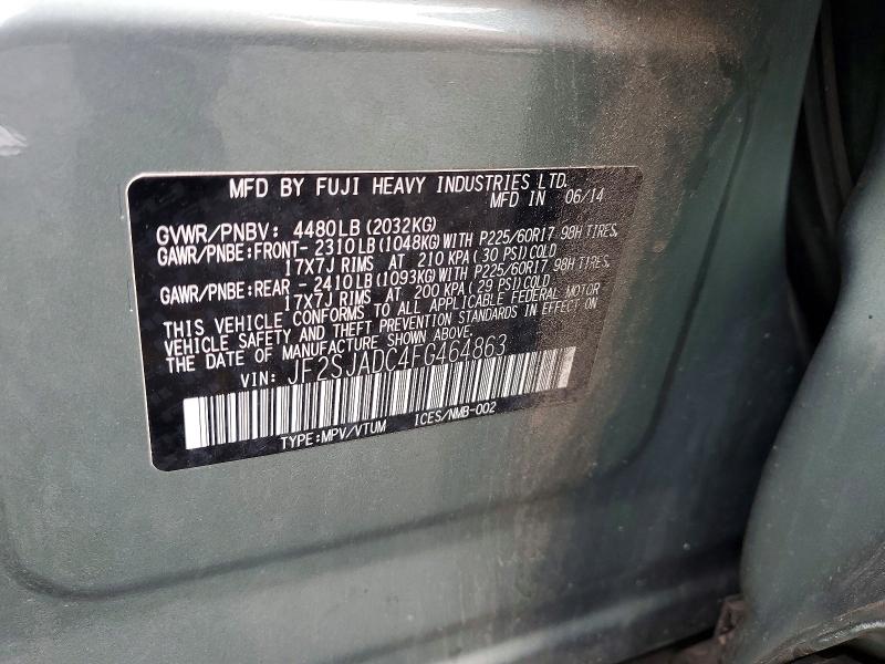 2015 Subaru Forester მანქანა იყიდება აუქციონზე, vin: JF2SJADC4FG464863, აუქციონის ნომერი: 67647736