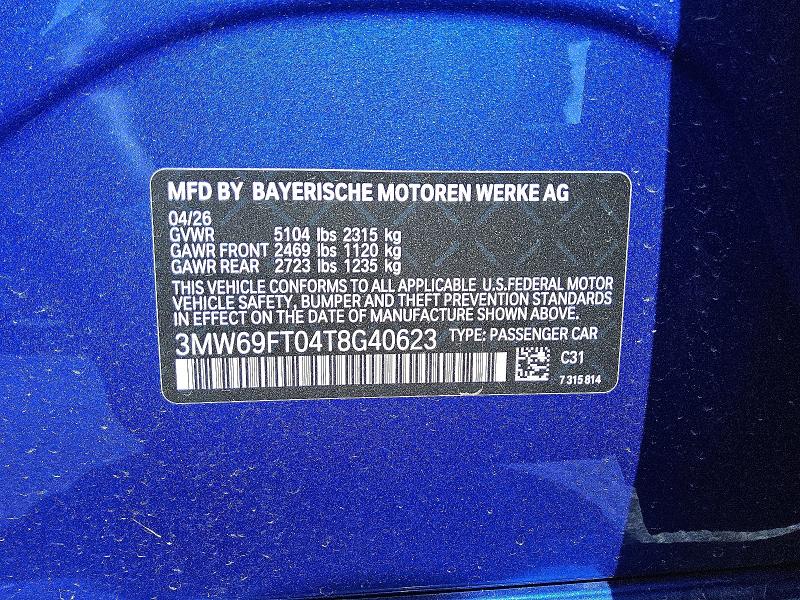 67371706 :رقم المزاد ، 3MW69FT04T8G40623 vin ، 2026 Bmw M340xi مزاد بيع