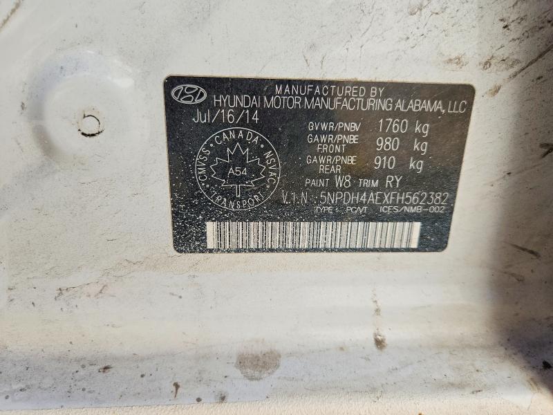 2015 Hyundai Elantra მანქანა იყიდება აუქციონზე, vin: 5NPDH4AEXFH562382, აუქციონის ნომერი: 69097536