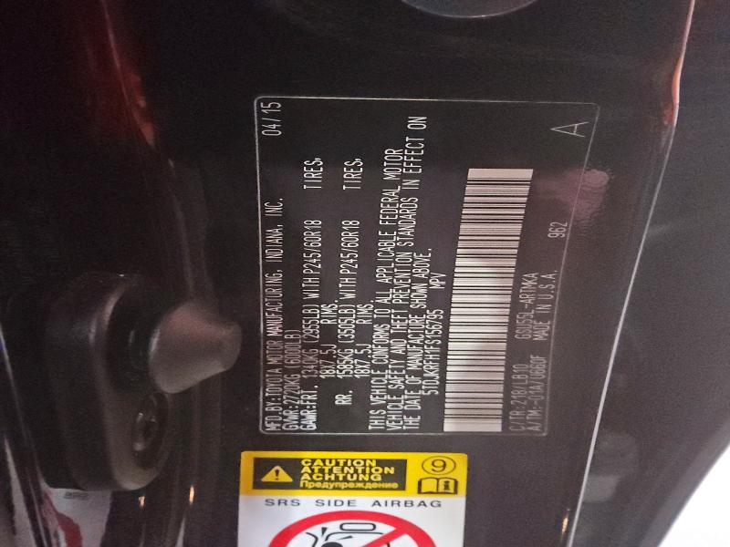 71023566 :رقم المزاد ، 5TDJKRFH1FS156795 vin ، 2015 Toyota Highlander مزاد بيع