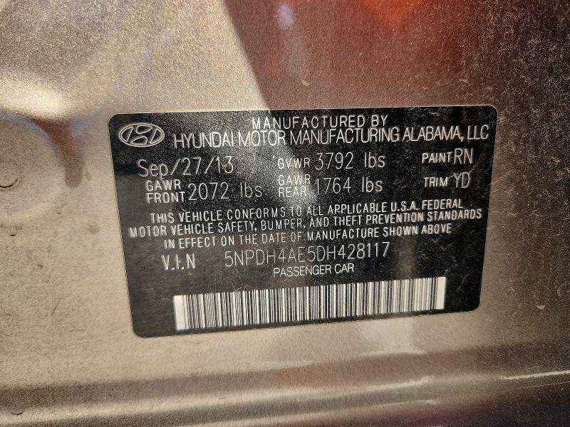 Продажа на аукционе авто 2013 Hyundai Elantra, vin: 5NPDH4AE5DH428117, номер лота: 68957506