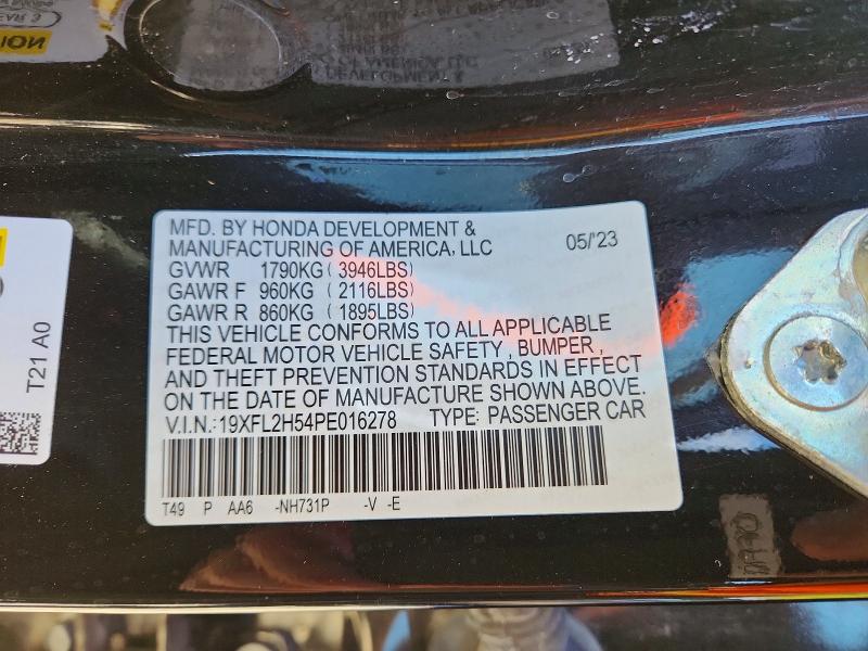 68662496 :رقم المزاد ، 19XFL2H54PE016278 vin ، 2023 Honda Civic مزاد بيع