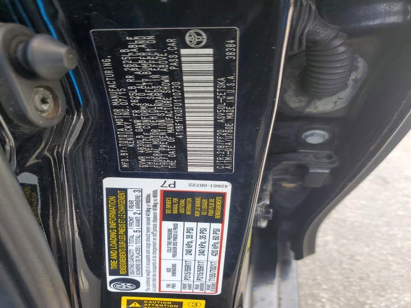 2015 Toyota Camry მანქანა იყიდება აუქციონზე, vin: 4T1BF1FK0FU110730, აუქციონის ნომერი: 70035976