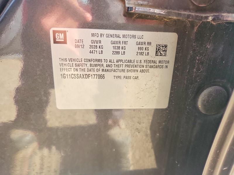 68859426 :رقم المزاد ، 1G11C5SAXDF177066 vin ، 2013 Chevrolet Malibu مزاد بيع