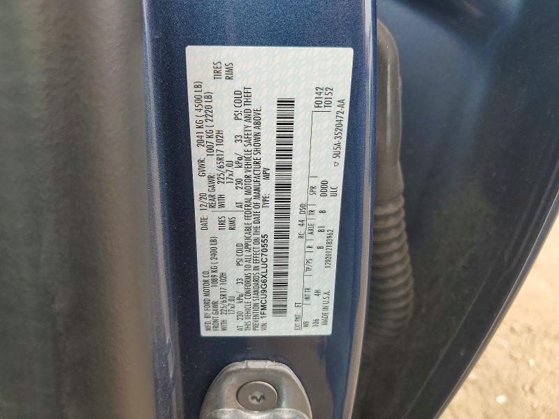 2020 Ford Escape მანქანა იყიდება აუქციონზე, vin: 1FMCU9G6XLUC70555, აუქციონის ნომერი: 69261406