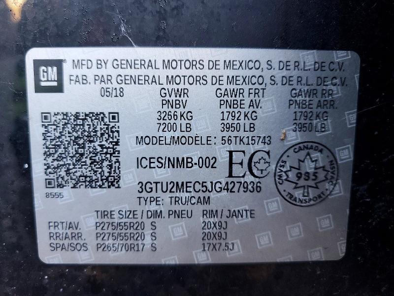 69098676 :رقم المزاد ، 3GTU2MEC5JG427936 vin ، 2018 Gmc Sierra مزاد بيع