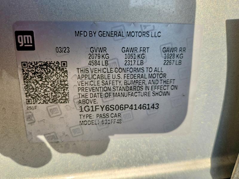 Auction sale of the 2023 Chevrolet Bolt Euv, vin: 1G1FY6S06P4146143, lot number: 69795616