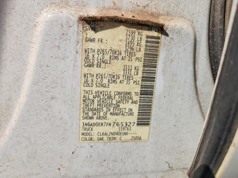 69857436 :رقم المزاد ، 1N6AD0ER7FN765327 vin ، 2015 Nissan Frontier مزاد بيع