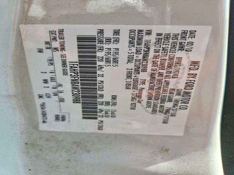 Auction sale of the 2010 Ford Focus, vin: 1FAHP3FN8AW230988, lot number: 67470526
