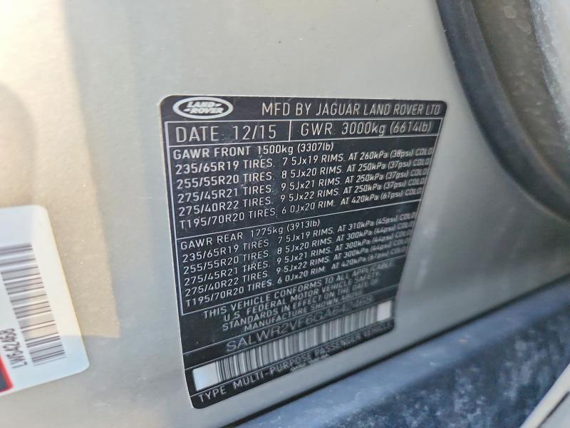 Aukcja sprzedaży 2016 Land Rover Range Rover Sport, vin: SALWR2VF6GA642468, numer aukcji: 70978176