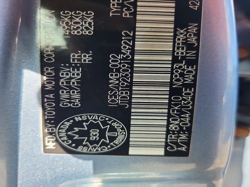 68483356 :رقم المزاد ، JTDBT923091349212 vin ، 2009 Toyota Yaris مزاد بيع