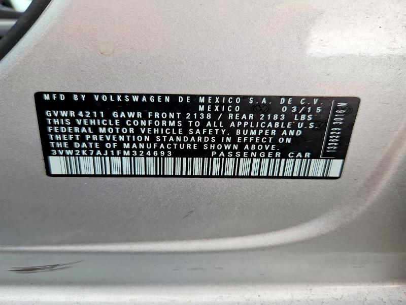 Продаж на аукціоні авто 2015 Volkswagen Jetta, vin: 3VW2K7AJ1FM324693, номер лоту: 68968366