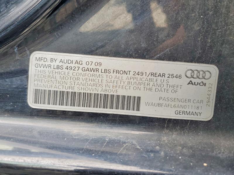 69702726 :رقم المزاد ، WAUBFAFL6AN011181 vin ، 2010 Audi A4 مزاد بيع