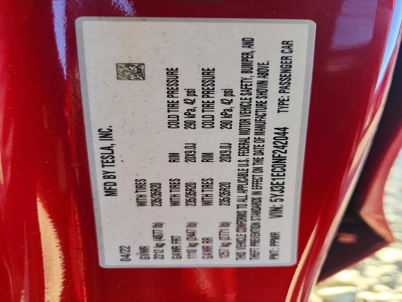 Aukcja sprzedaży 2022 Tesla Model 3, vin: 5YJ3E1EC0NF242044, numer aukcji: 69404336