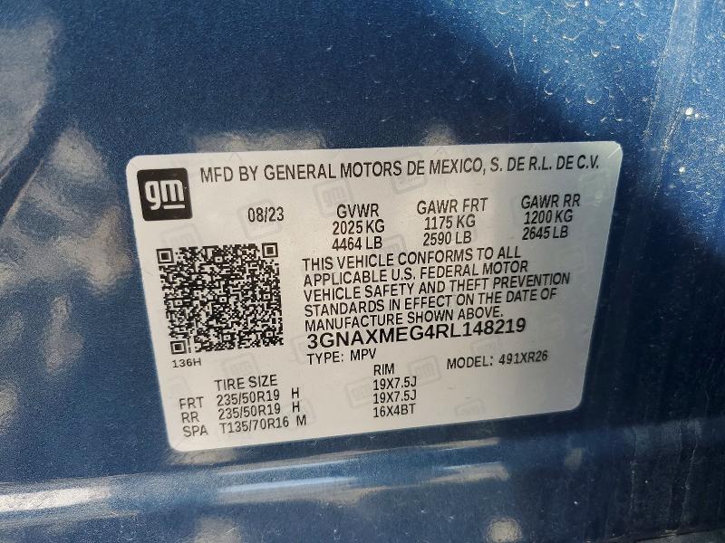 Aukcja sprzedaży 2024 Chevrolet Equinox, vin: 3GNAXMEG4RL148219, numer aukcji: 70226346
