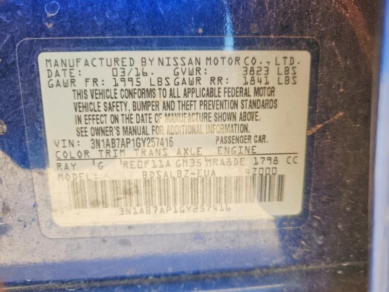 Aukcja sprzedaży 2016 Nissan Sentra, vin: 3N1AB7AP1GY257416, numer aukcji: 69377116