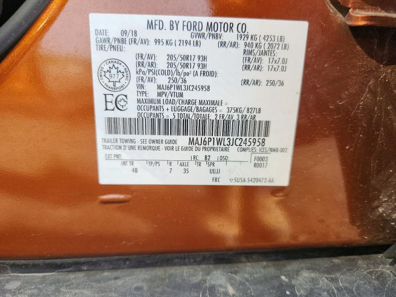 Продаж на аукціоні авто 2018 Ford Ecosport, vin: MAJ6P1WL3JC245958, номер лоту: 68674306