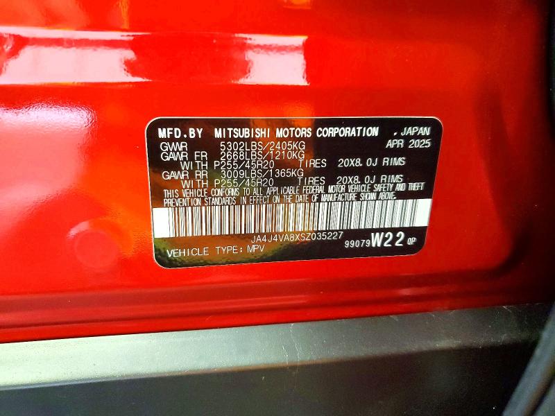 67904656 :رقم المزاد ، JA4J4VA8XSZ035227 vin ، 2025 Mitsubishi Outlander مزاد بيع