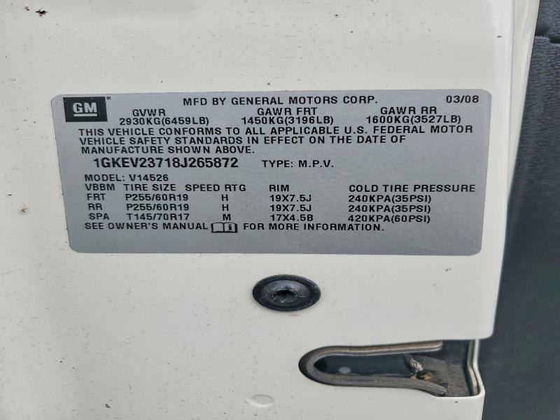 Aukcja sprzedaży 2008 Gmc Acadia, vin: 1GKEV23718J265872, numer aukcji: 69713486