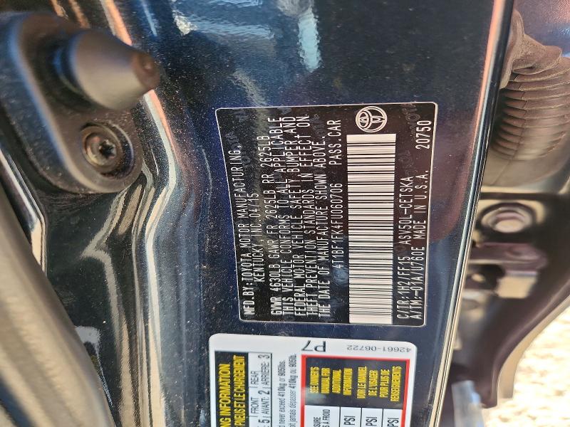 67394926 :رقم المزاد ، 4T1BF1FK4FU060706 vin ، 2015 Toyota Camry مزاد بيع