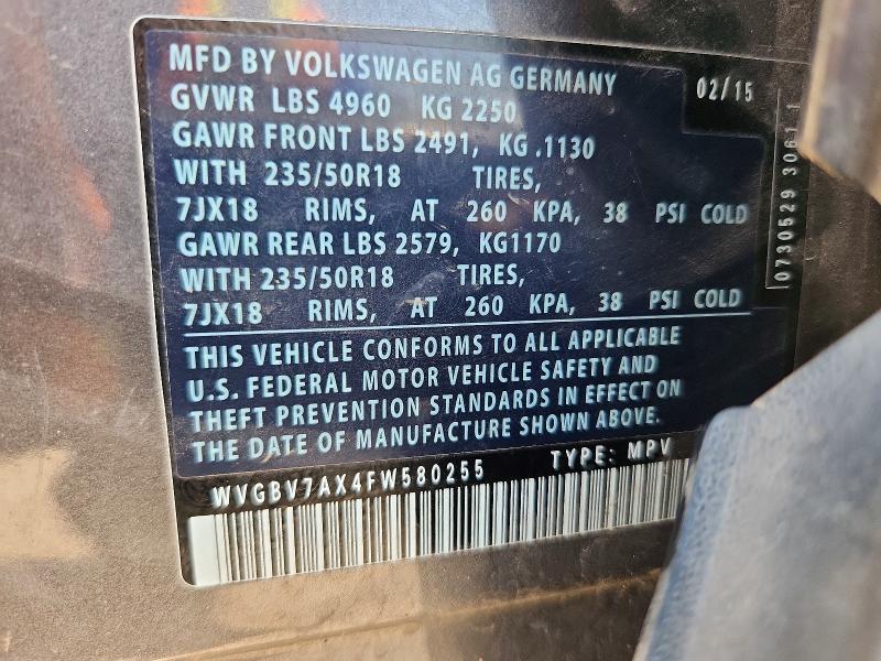 Продаж на аукціоні авто 2015 Volkswagen Tiguan, vin: WVGBV7AX4FW580255, номер лоту: 67999096