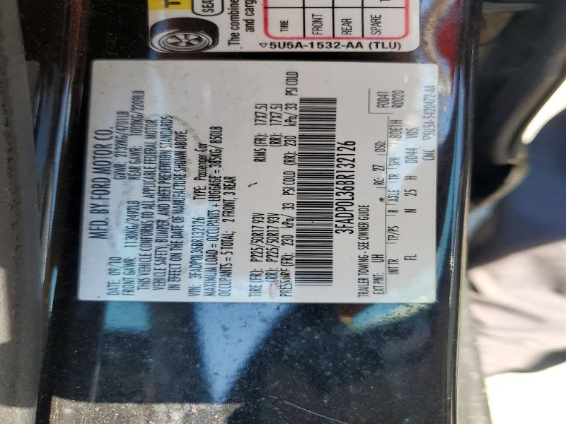 67670336 :رقم المزاد ، 3FADP0L36BR132126 vin ، 2011 Ford Fusion مزاد بيع