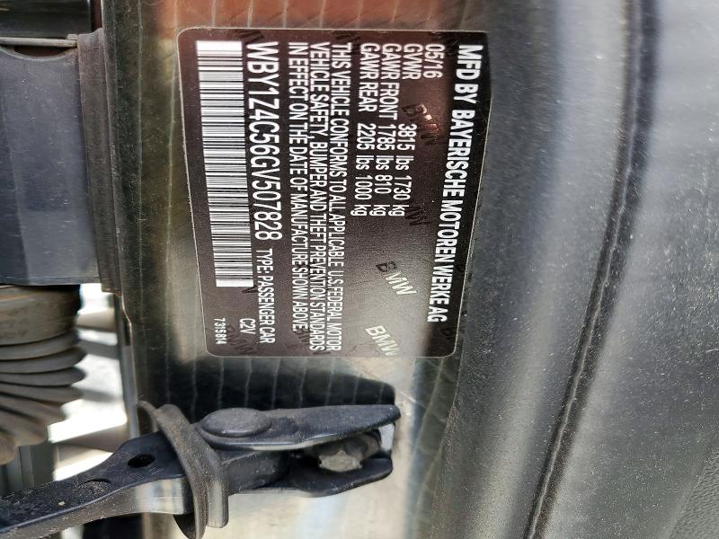 68978956 :رقم المزاد ، WBY1Z4C56GV507828 vin ، 2016 Bmw I3 مزاد بيع