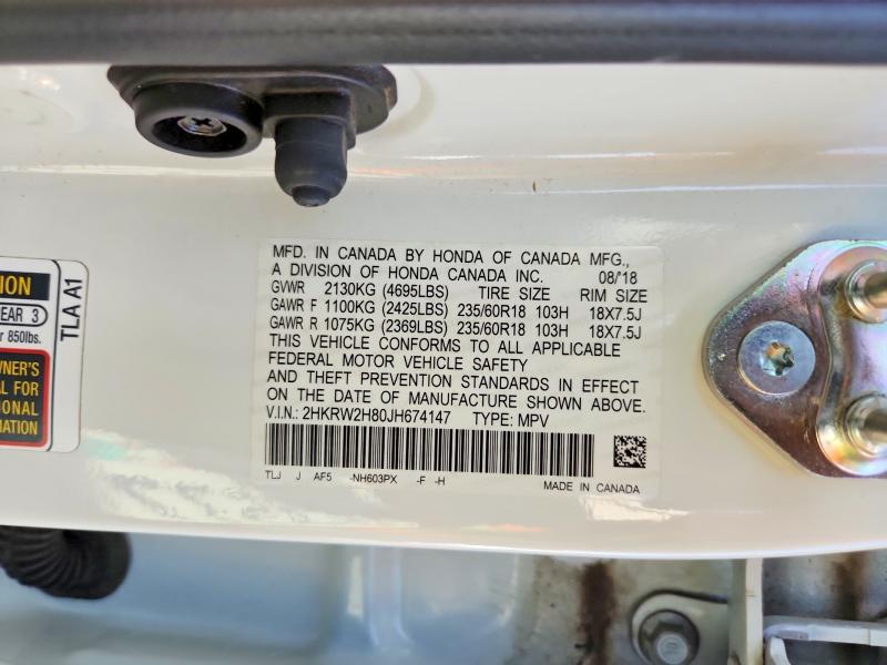 Продаж на аукціоні авто 2018 Honda Cr-v, vin: 2HKRW2H80JH674147, номер лоту: 69959356