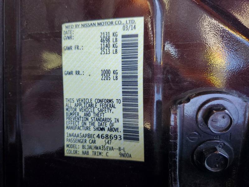 2014 Nissan Maxima მანქანა იყიდება აუქციონზე, vin: 1N4AA5AP8EC468693, აუქციონის ნომერი: 69627126
