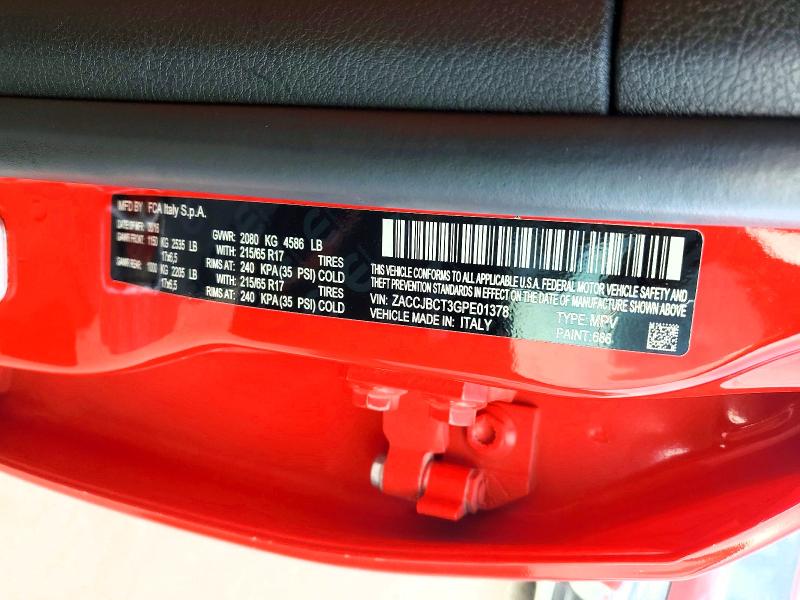 Продаж на аукціоні авто 2016 Jeep Renegade, vin: ZACCJBCT3GPE01378, номер лоту: 70696236