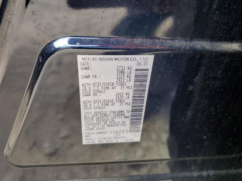 Aukcja sprzedaży 2015 Infiniti Qx60, vin: 5N1AL0MM6FC536723, numer aukcji: 69129266