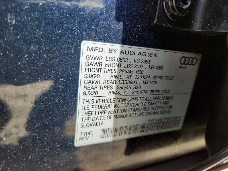 Aukcja sprzedaży 2017 Audi Q7, vin: WA1LAAF73HD028524, numer aukcji: 67036796