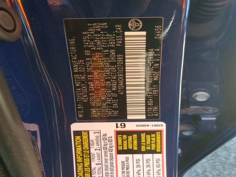 Продаж на аукціоні авто 2026 Toyota Camry, vin: 4T1DAACK8TU270989, номер лоту: 70084716